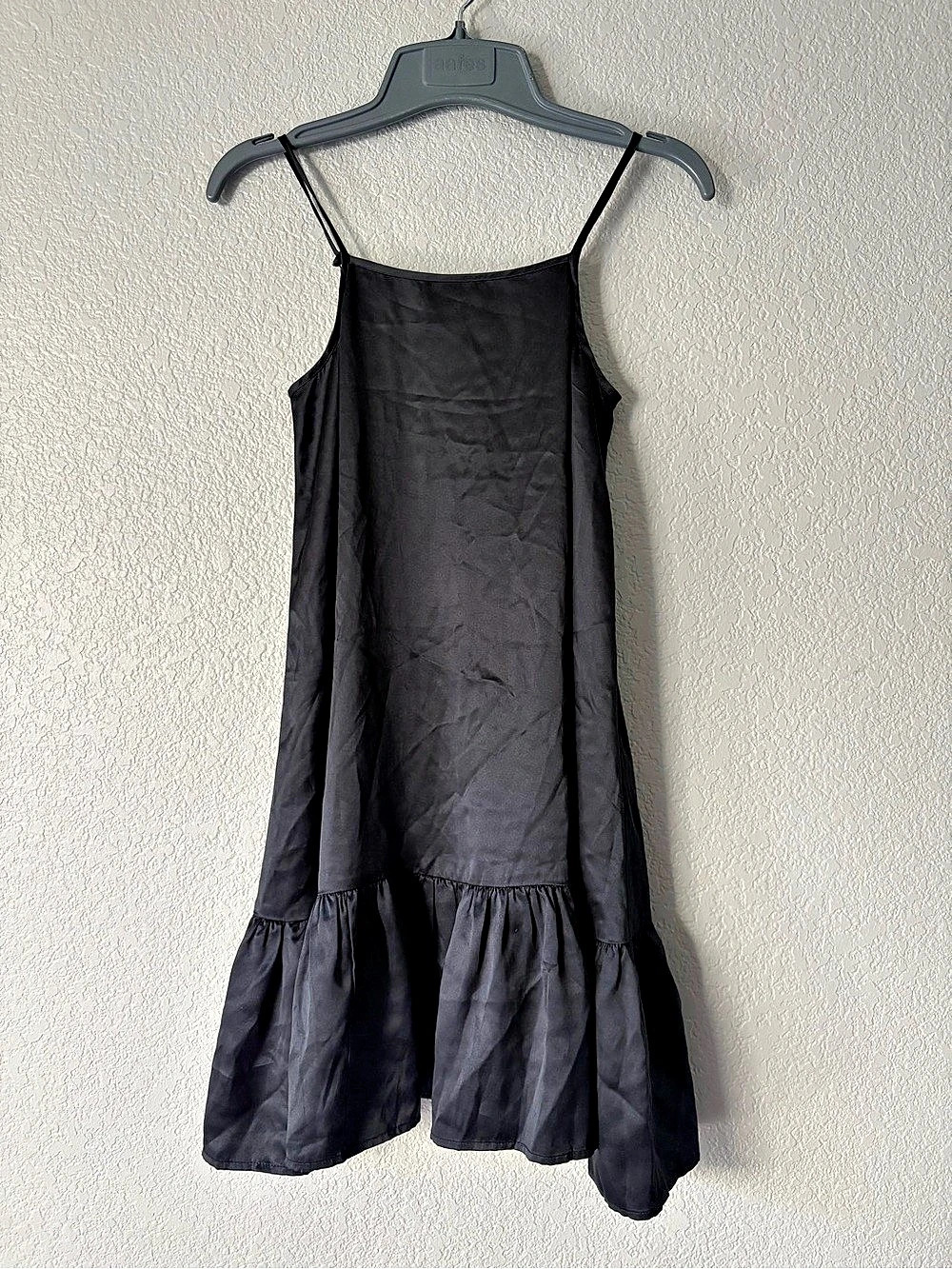 Quince Silky Black Mini Dress Size 10 Like New